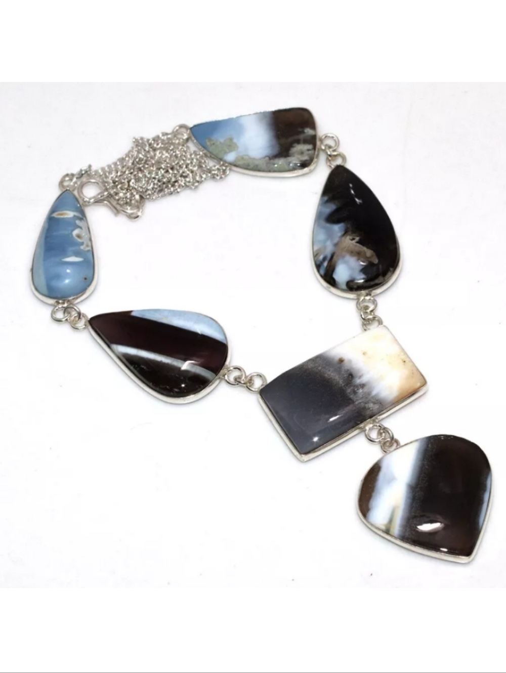 Owyhee Blue Opal Gemstone Jewelry 925 Sterling Silver Handmade Necklace